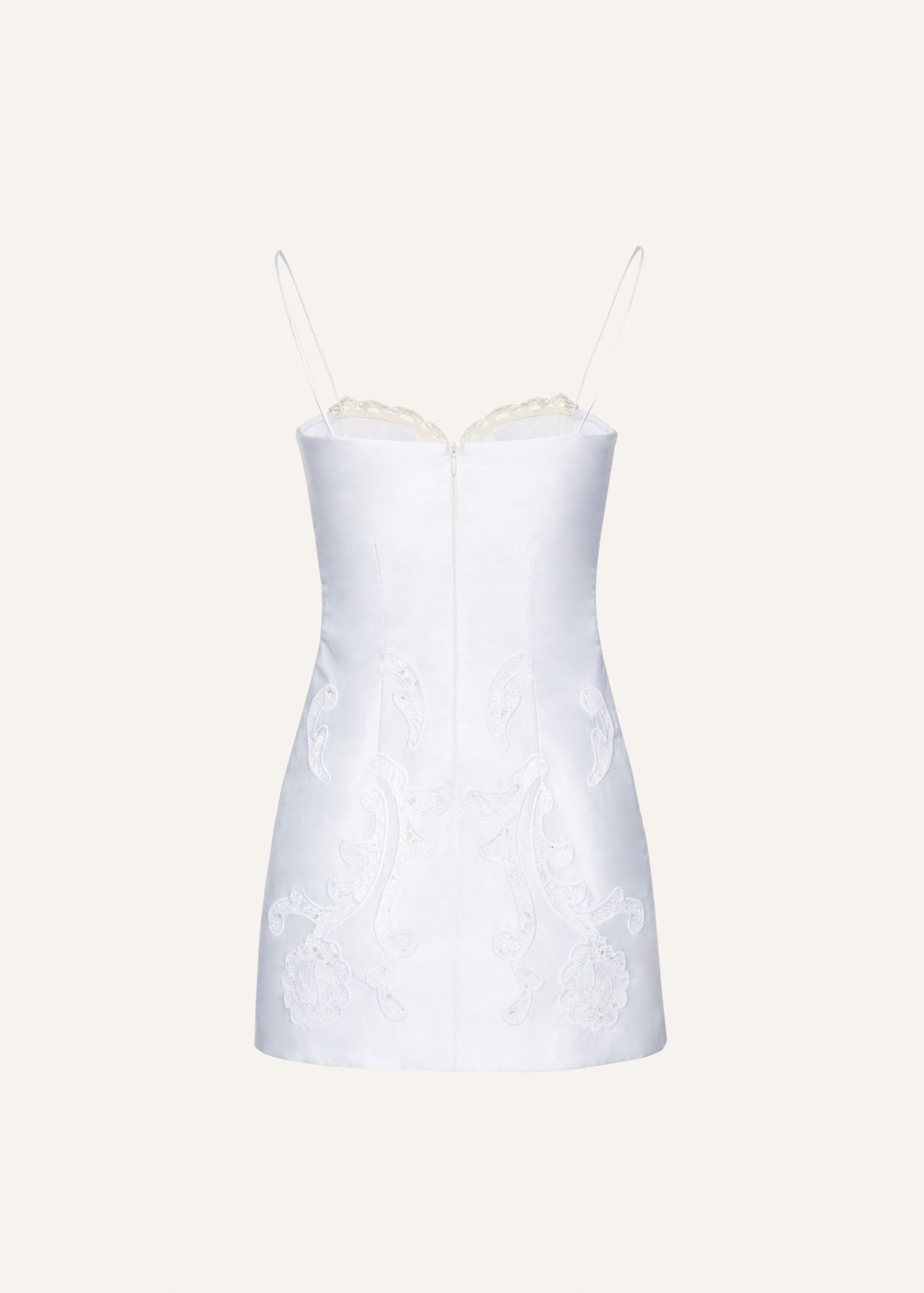 Lace poplin bustier mini dress in white - 2
