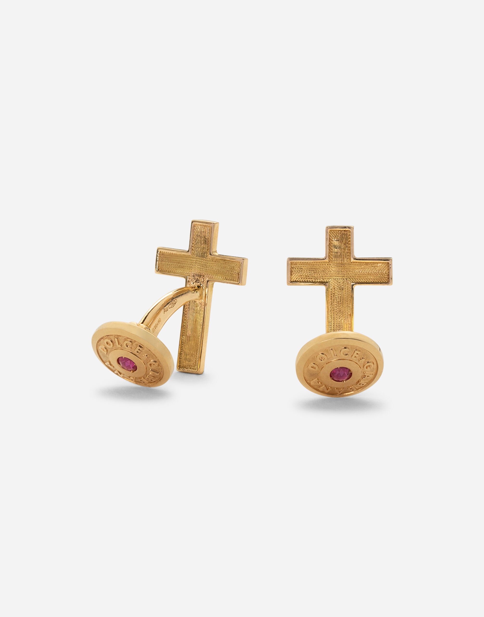 Sicily yellow gold cufflinks featuring a cross - 2