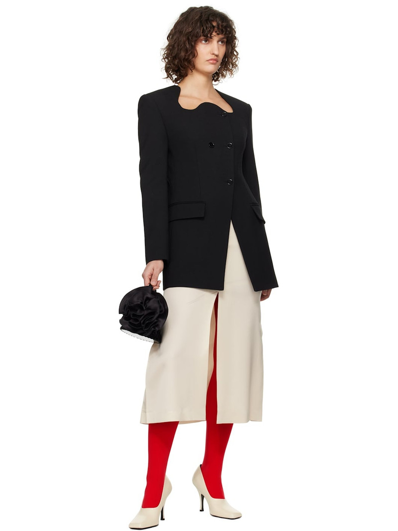 RECTO Black RC Signature Curved Neck Long Blazer outlook