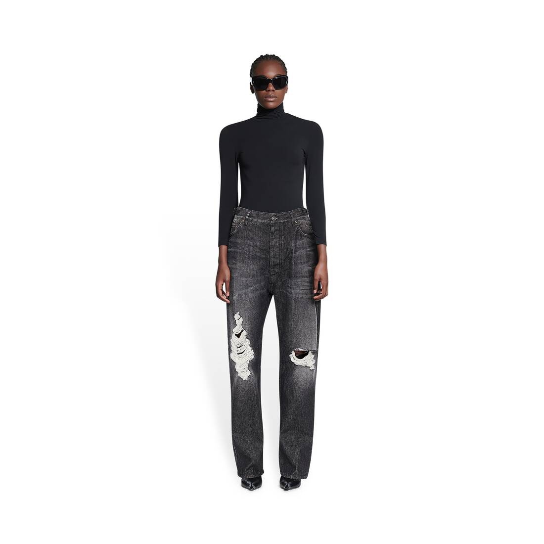 Men's Relaxed Fit Rips Pants in Black - 2