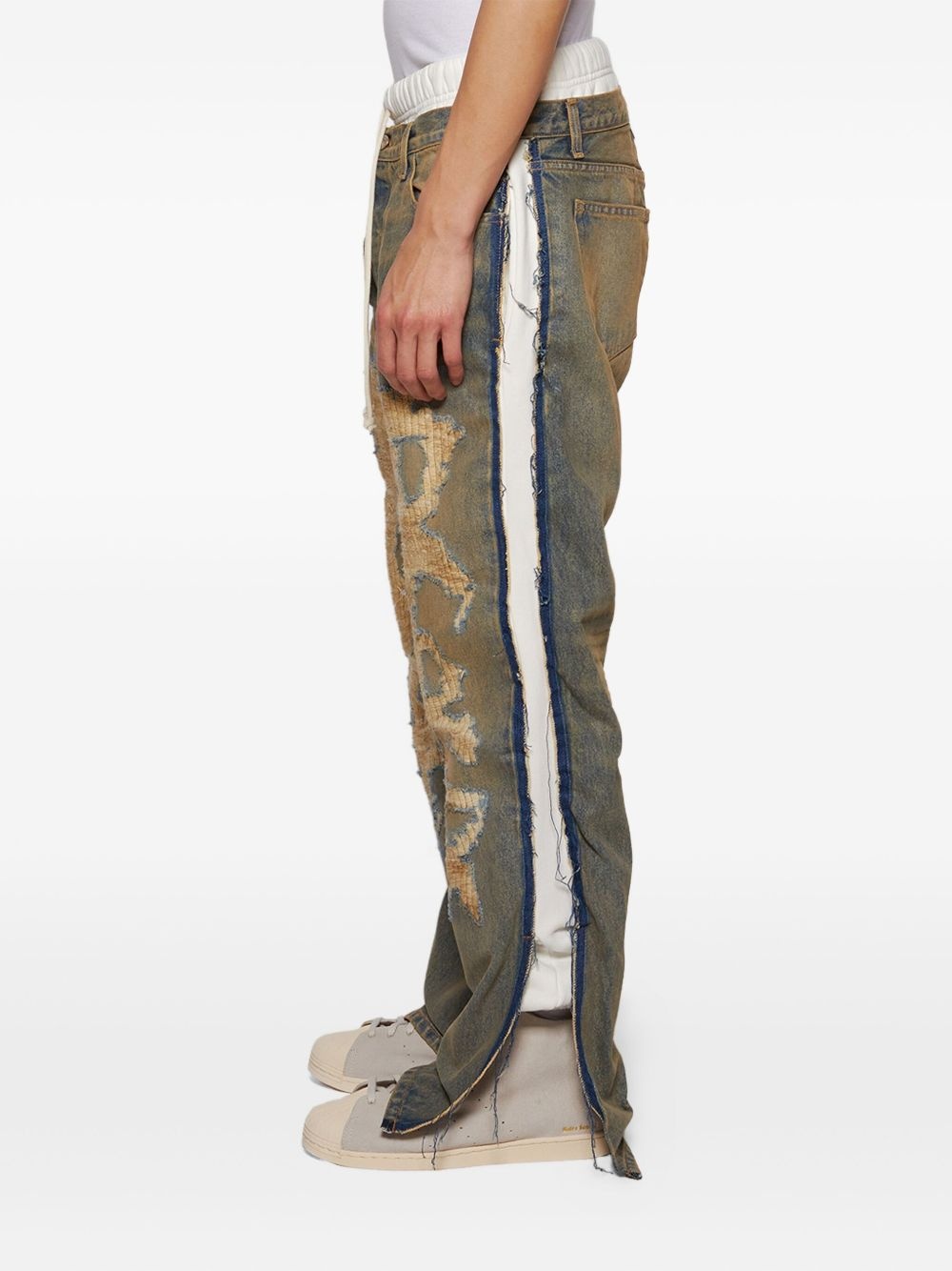 distressed panelled jeans - 4