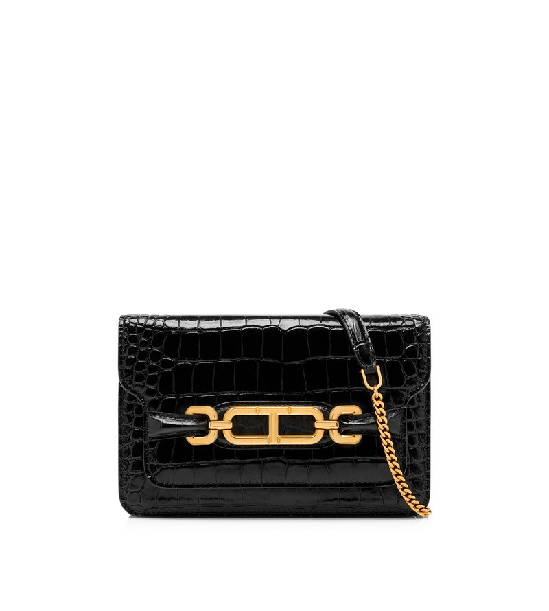STAMPED CROCODILE LEATHER WHITNEY SMALL SHOULDER BAG - 1