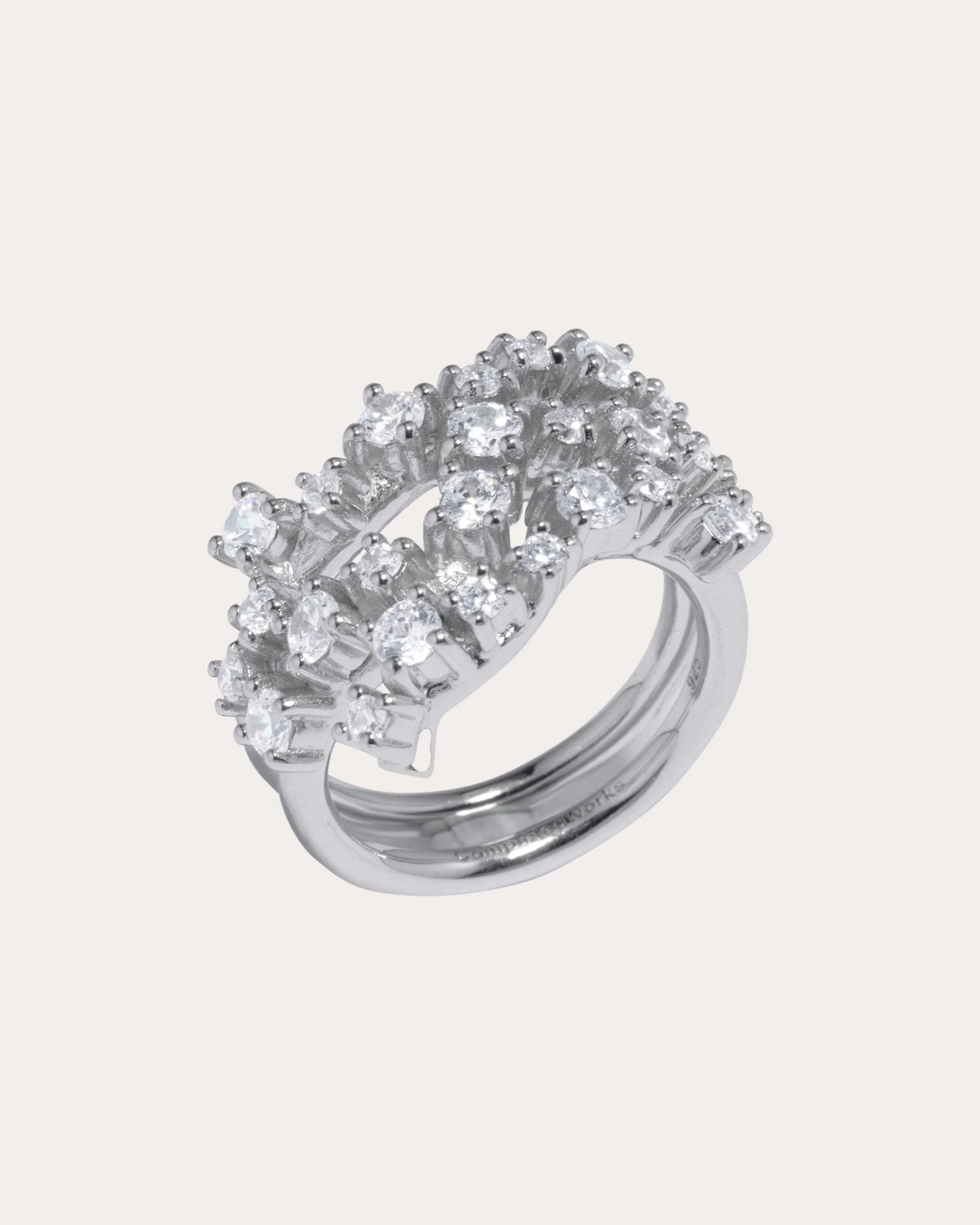 Rhodium-Plated Silver Cubic Zirconia Ring - 1