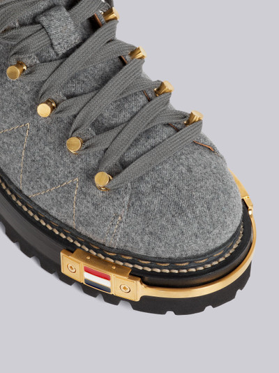 Thom Browne Medium Grey Lightweight Boiled Wool Engineered Stripe Waterproof Pu Sole Hiking Boot outlook