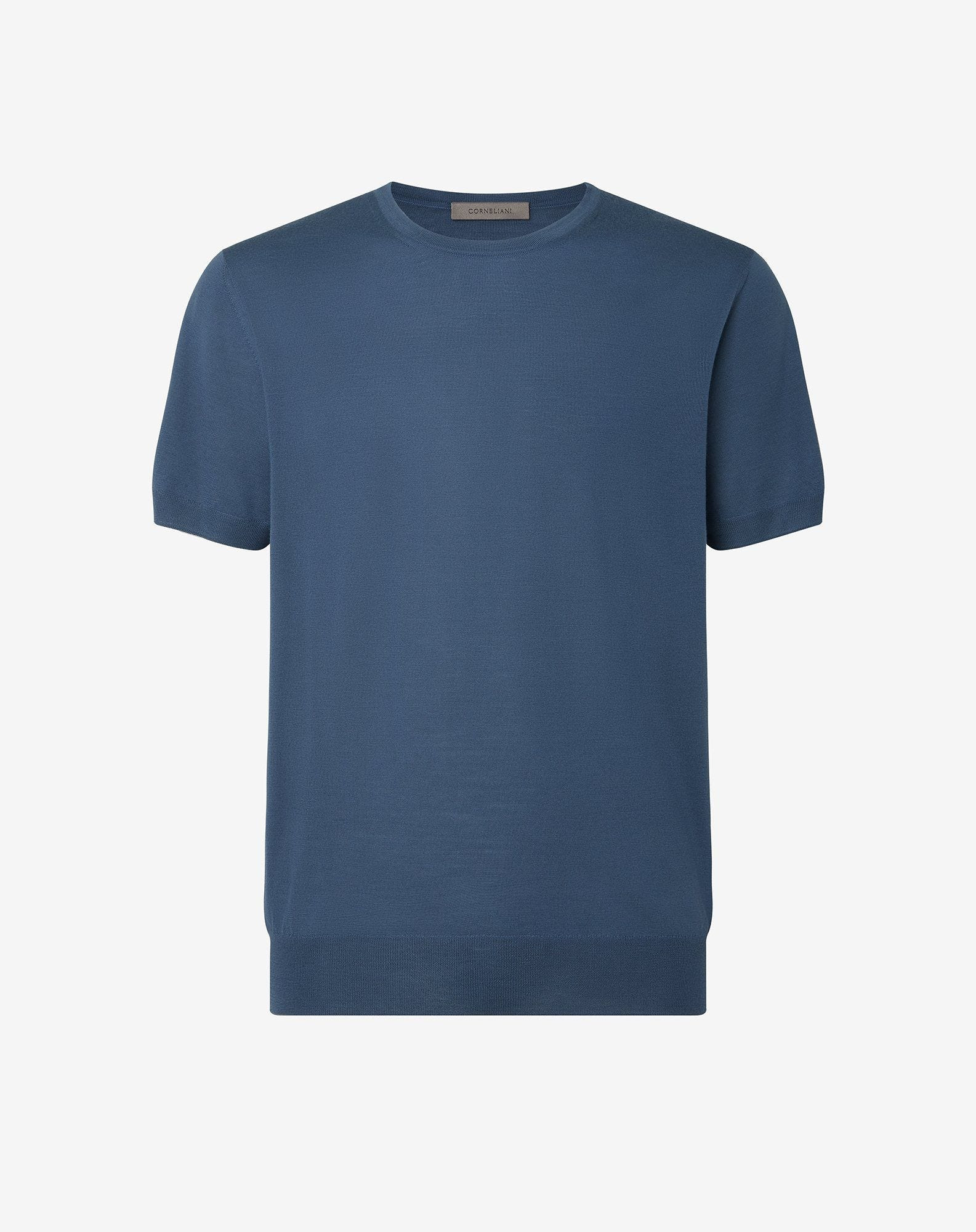 Pale octane blue ultra fine wool crew neck jumper - 1
