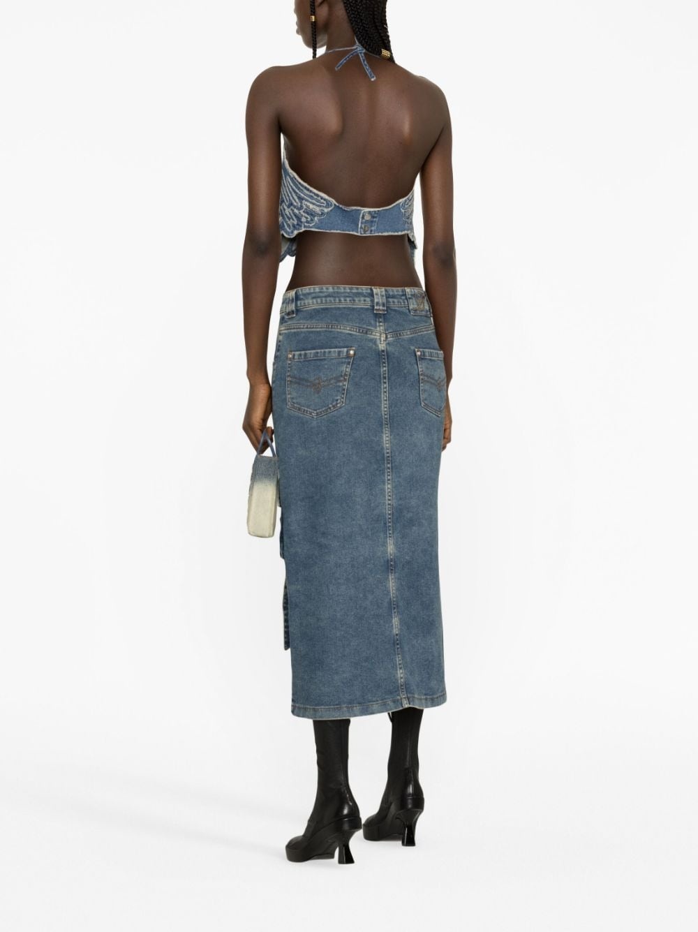 denim cargo skirt - 4