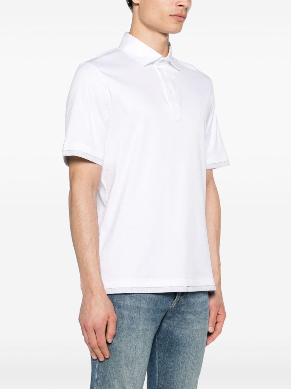 contrasting-trim cotton polo shirt - 3