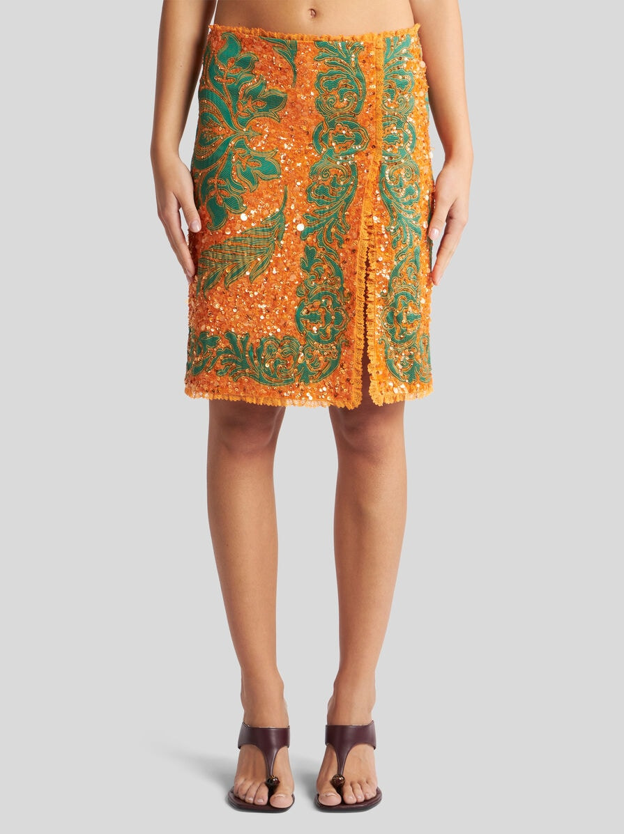 STRAIGHT-CUT SKIRT WITH SEQUIN EMBROIDERY - 2