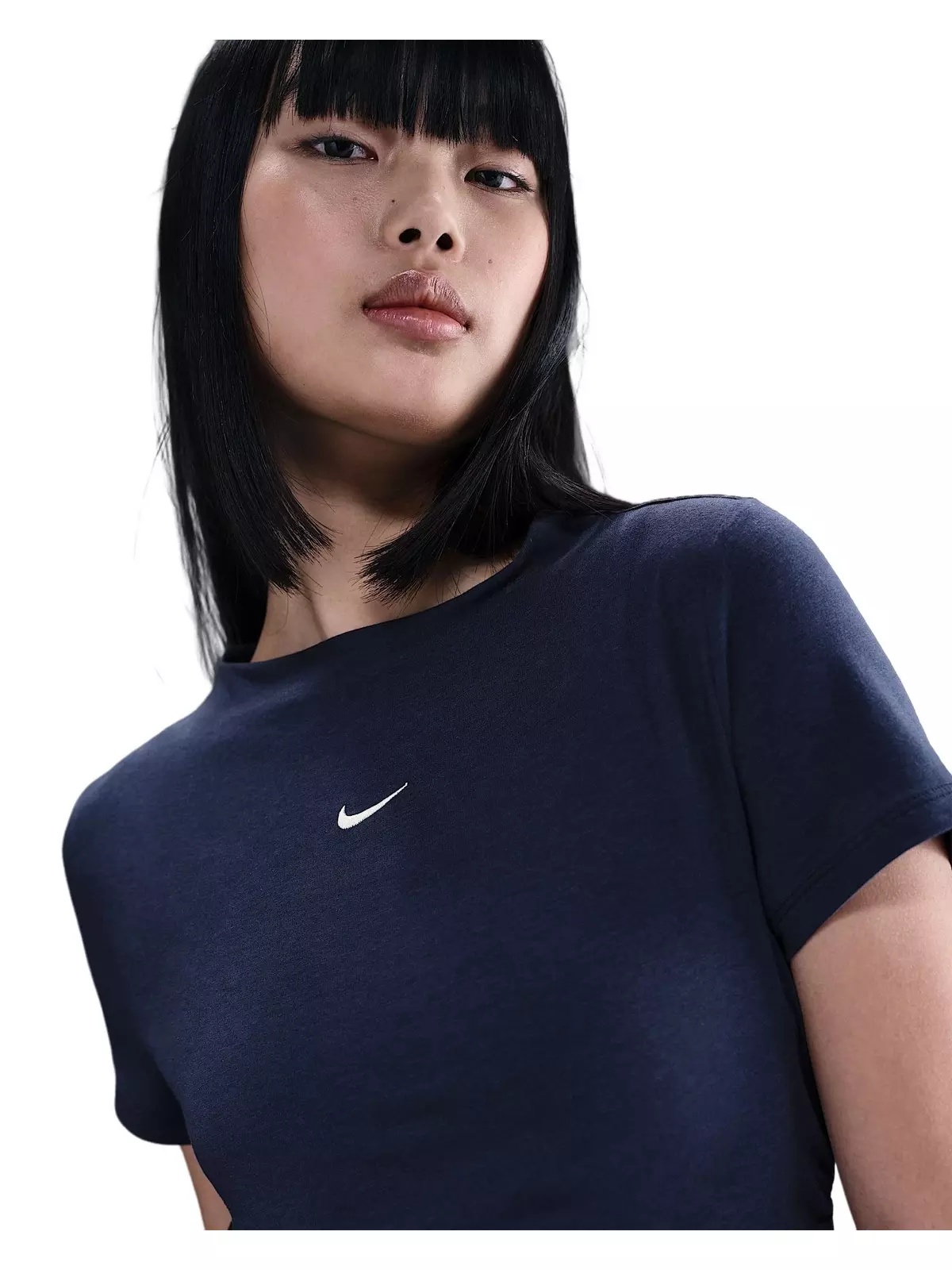 Women's Sportswear Chill Knit Tight Short-Sleeve Mock-Neck Top -Navy - 3