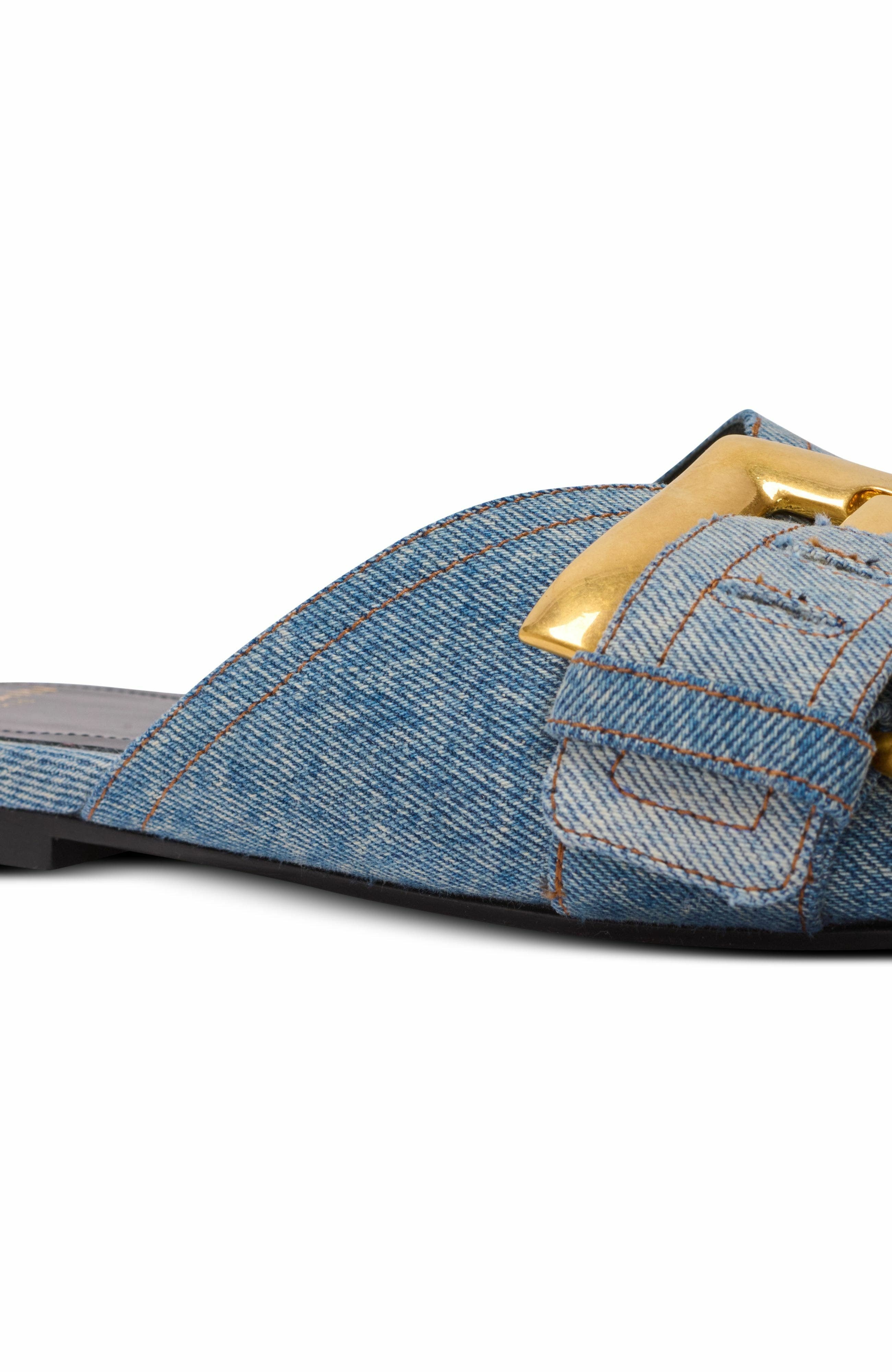 Balmain Anthem flat denim sandals in Blue at Nordstrom - 8