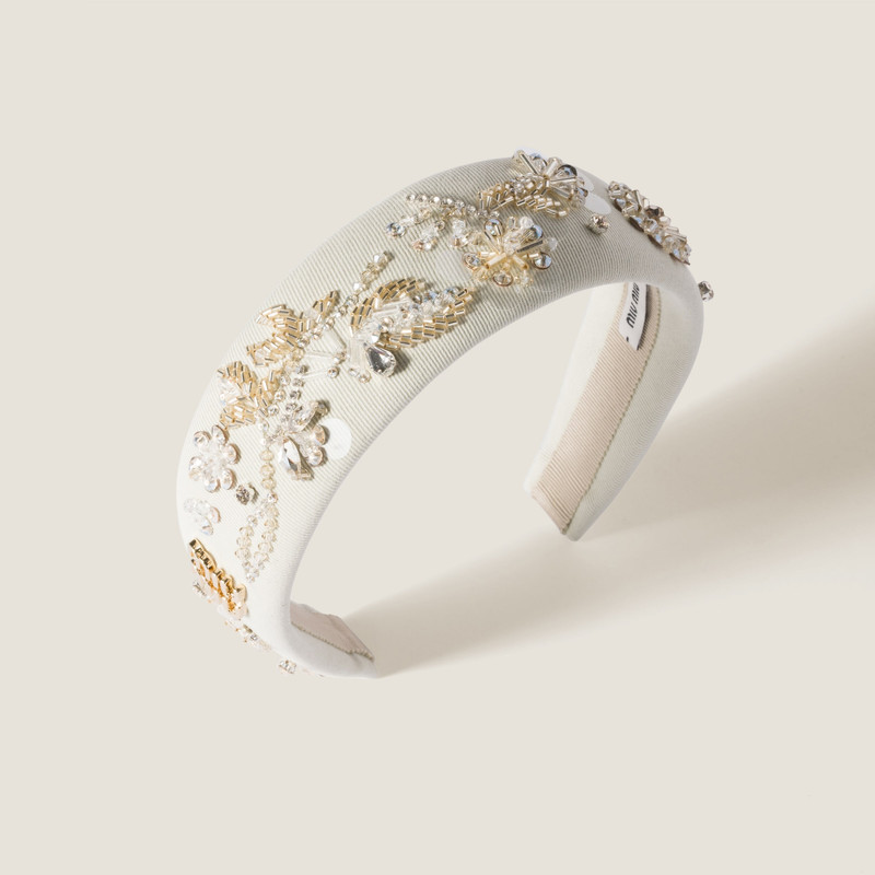Miu Miu Embroidered gabardine headband outlook
