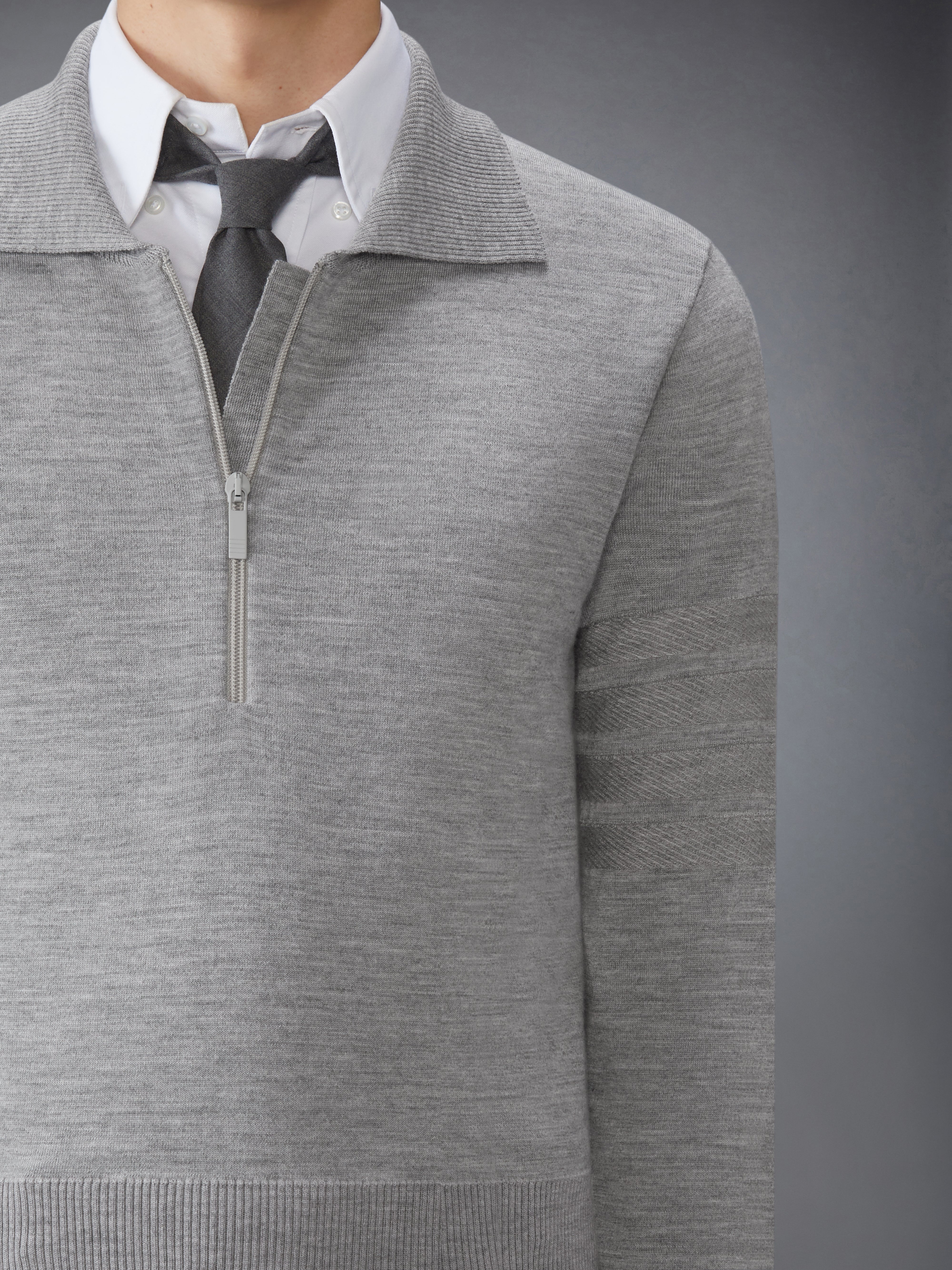 MERINO WOOL DOUBLE FACE 4-BAR HALF ZIP PULLOVER - 6
