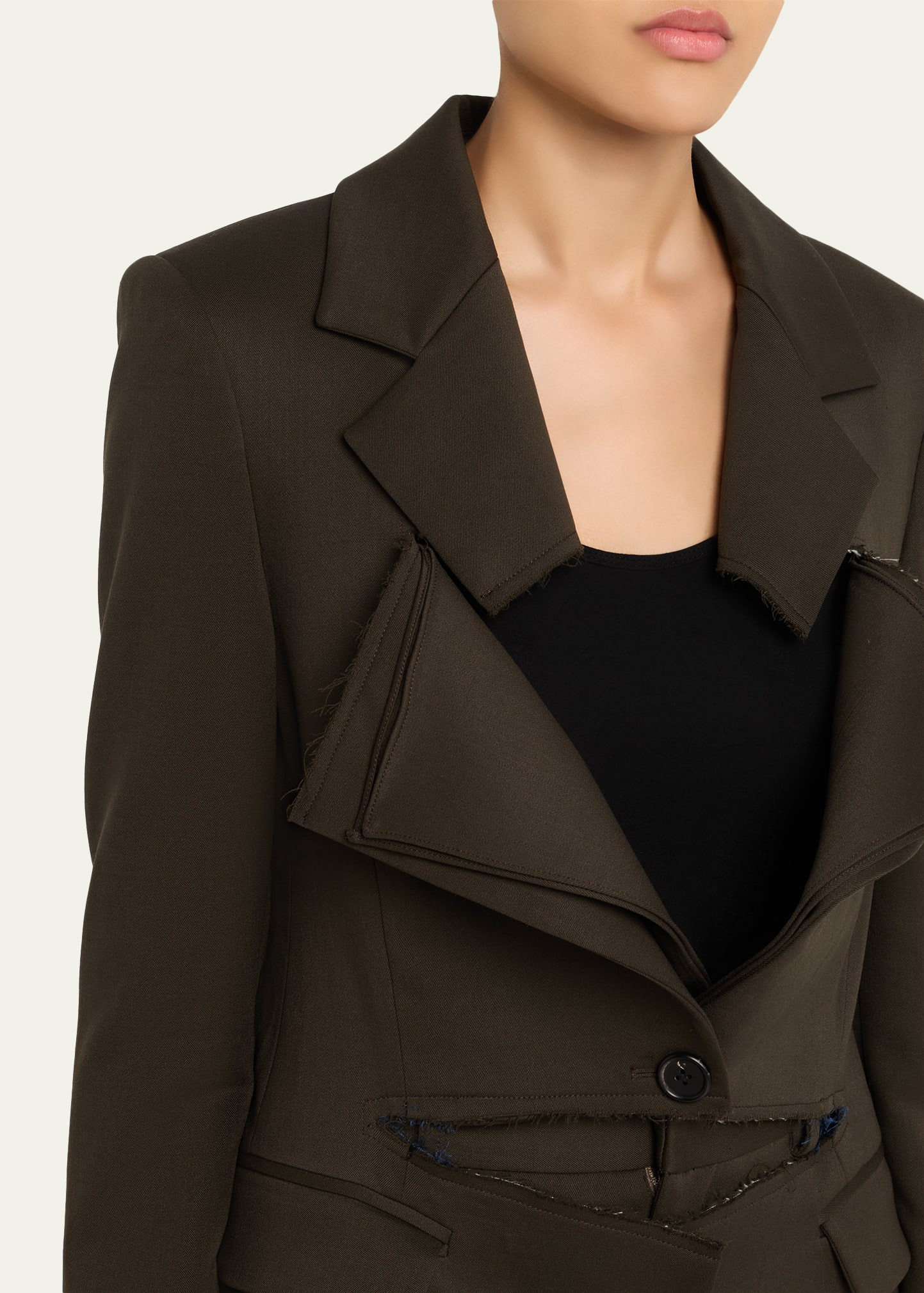 Slashed Single-Breasted Blazer Jacket - 5