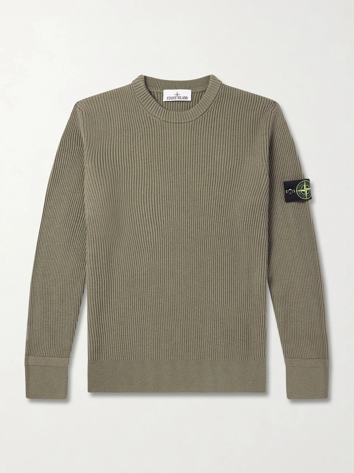 Logo-Appliquéd Ribbed Cotton-Blend Sweater - 1