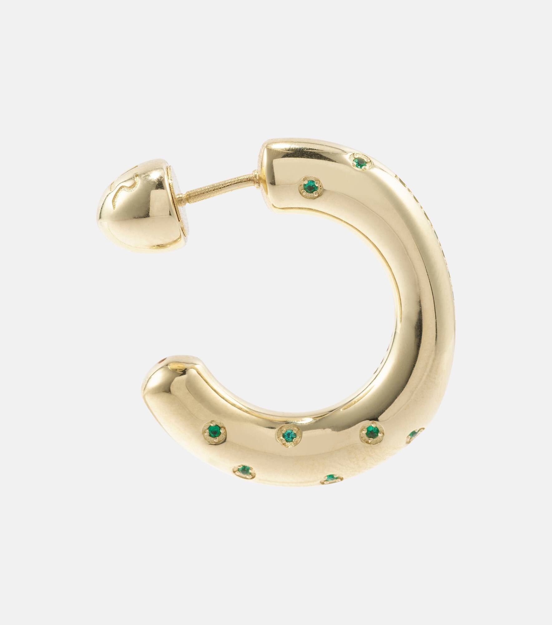 Peggy 14kt gold hoop earrings with emeralds - 4