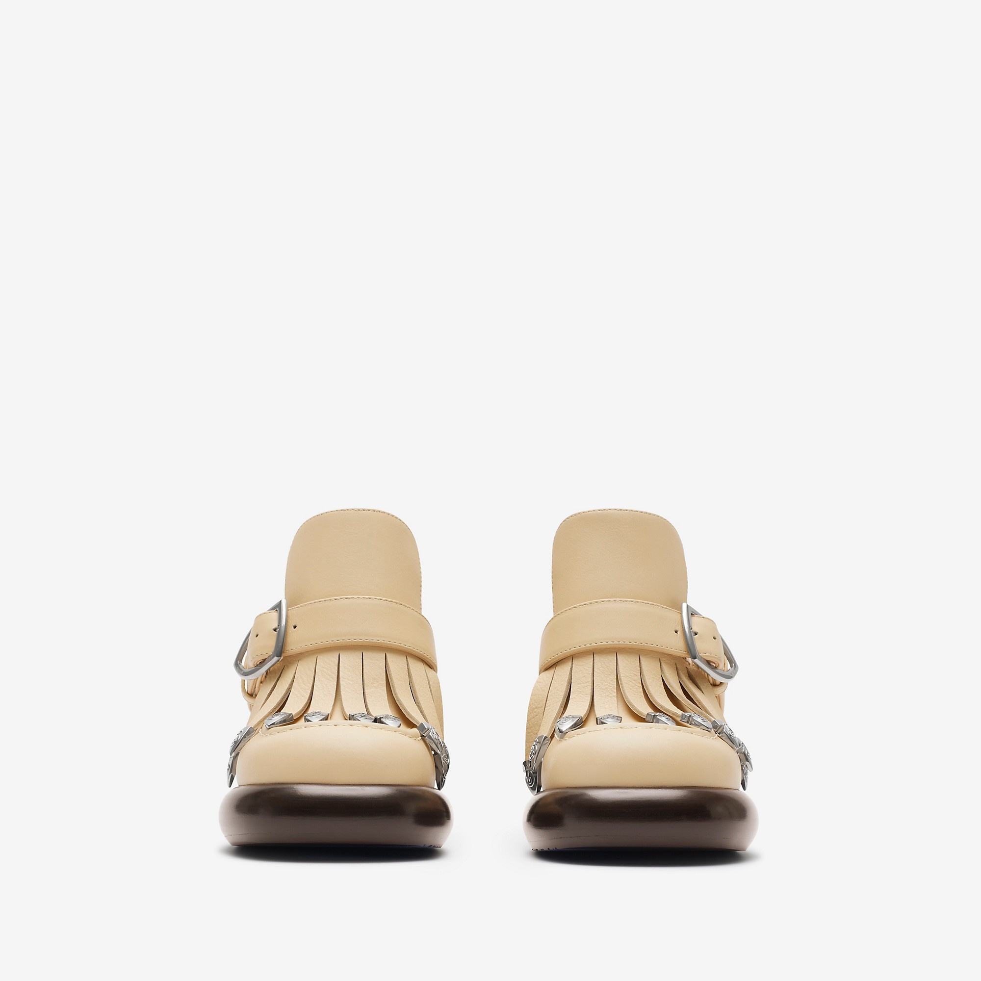Leather Wedge Fringe Heeled Loafers - 3