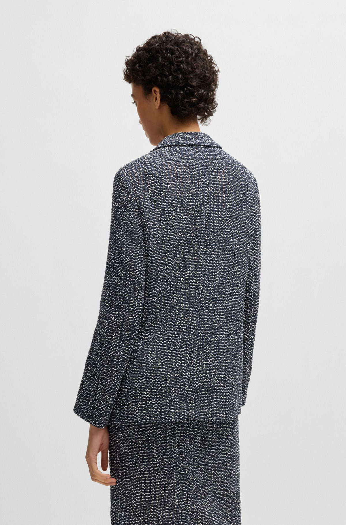 RELAXED-FIT BLAZER IN TWO-TONE CROCHET TWEED - 4