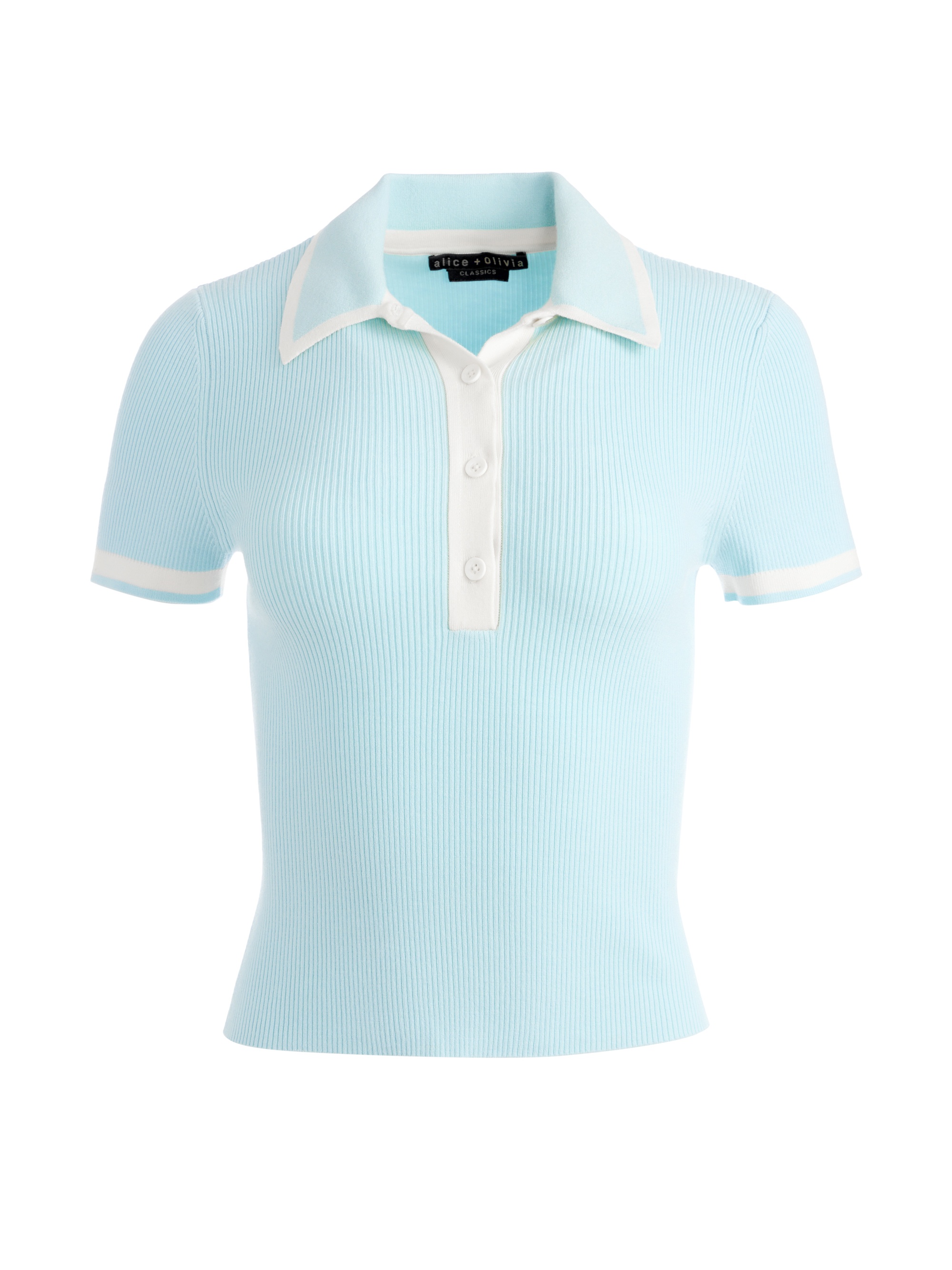 PIA RIBBED KNIT POLO SHORT SLEEVE SWEATER - 1