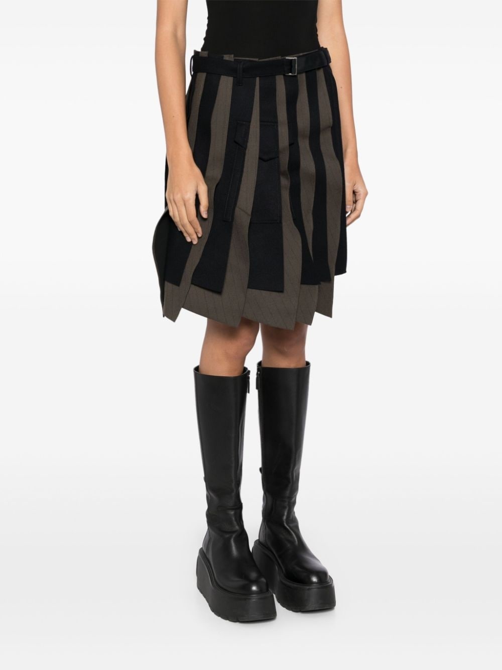 asymmetric pleated wool skirt - 3