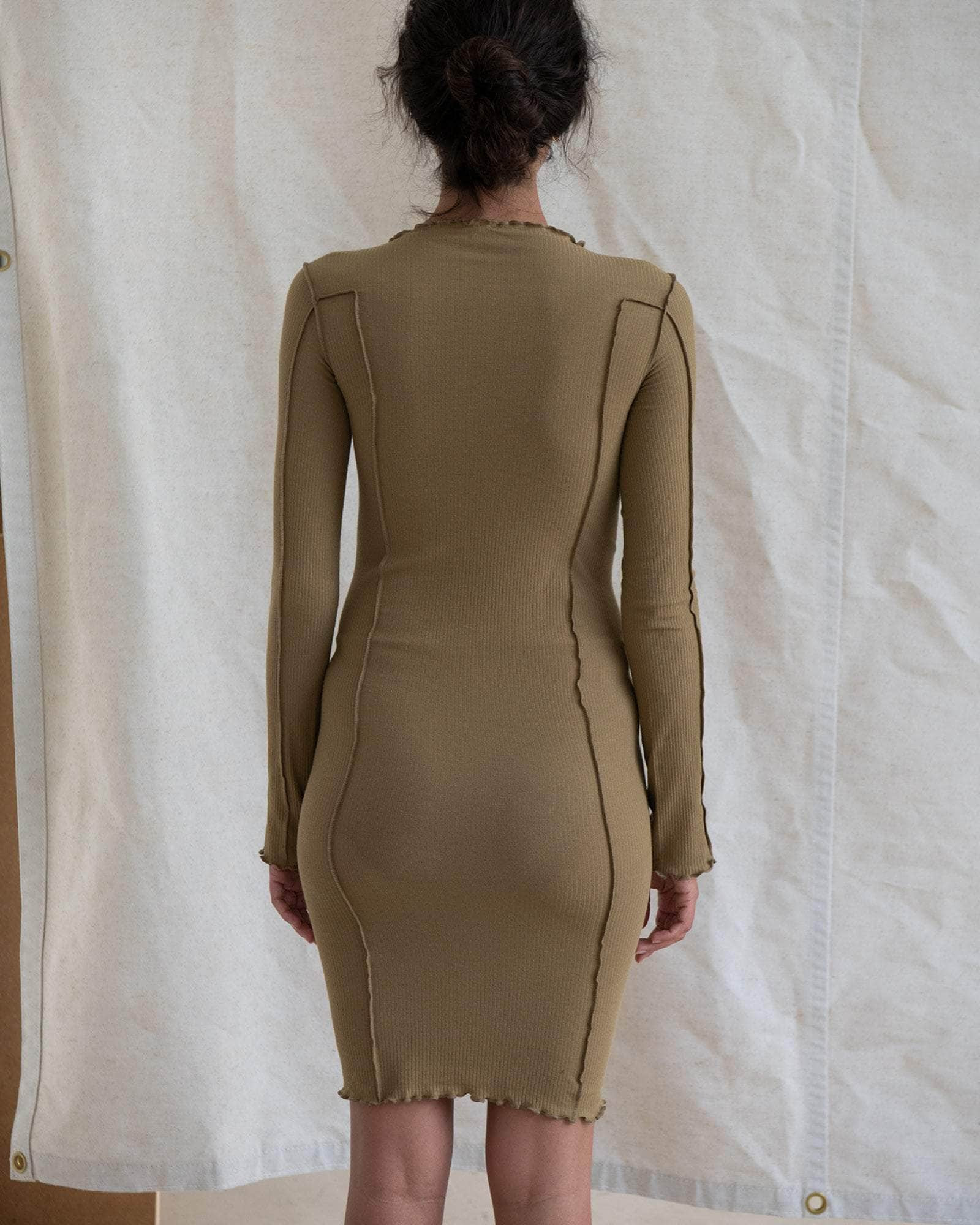 Omato Long Sleeve Dress - Fine Organic Cotton Rib - 2
