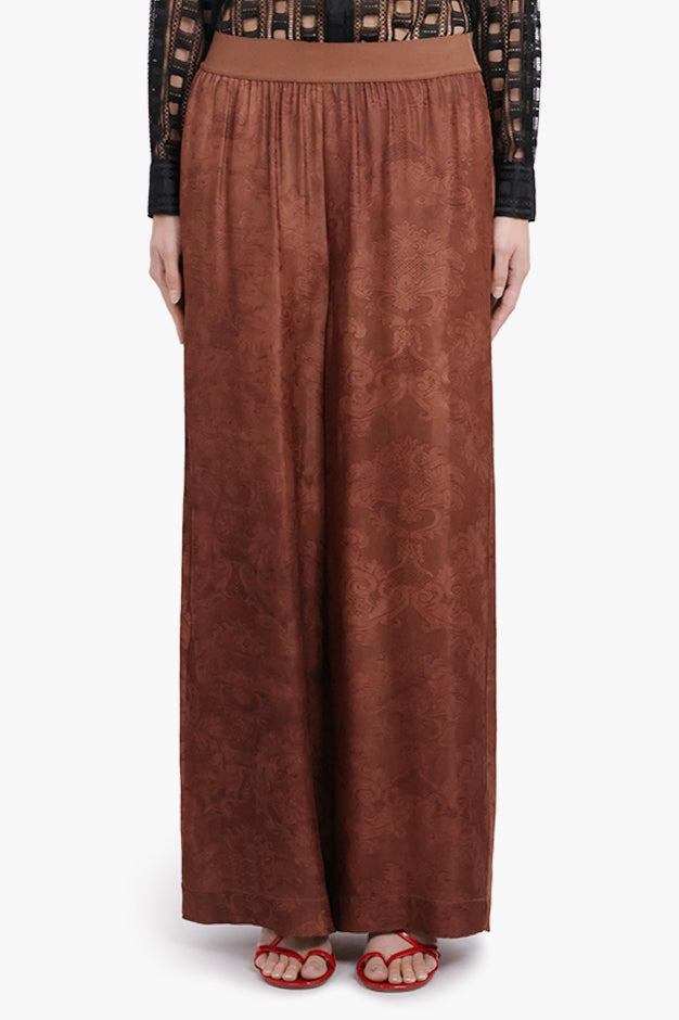 PANSY JAQUARD PRINT WIDE LEG PANT | DARK ROSE - 3
