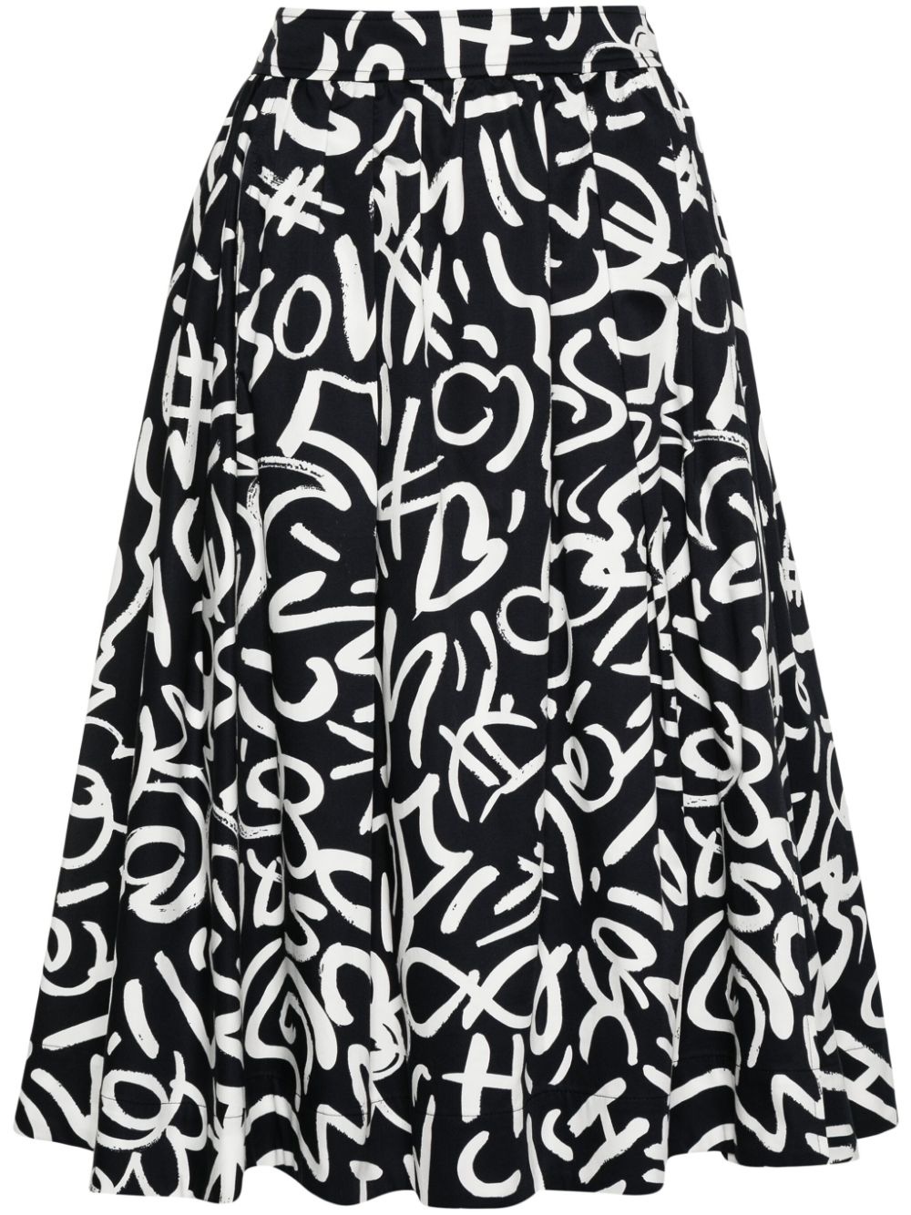 scribble-print poplin midi skirt - 1