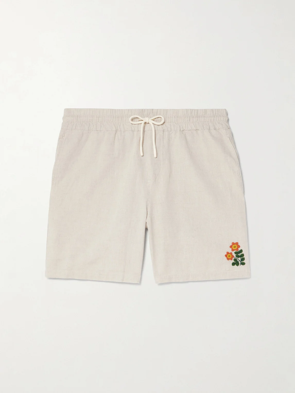 Spring Straight-Leg Embroidered Linen and Cotton-Blend Shorts - 1