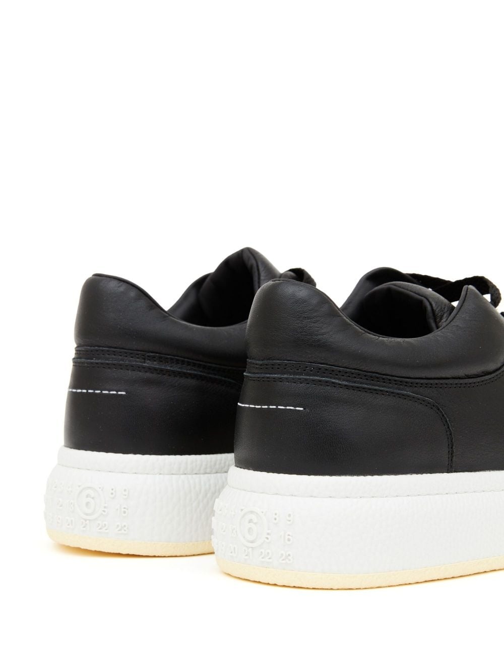 square-toe leather low-top sneakers - 5