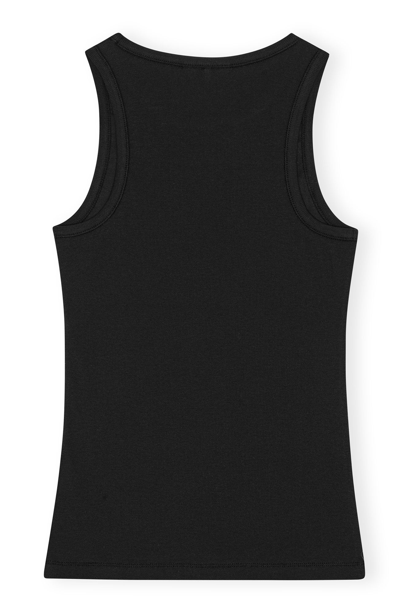 BLACK SOFT COTTON RIB TANK TOP - 1