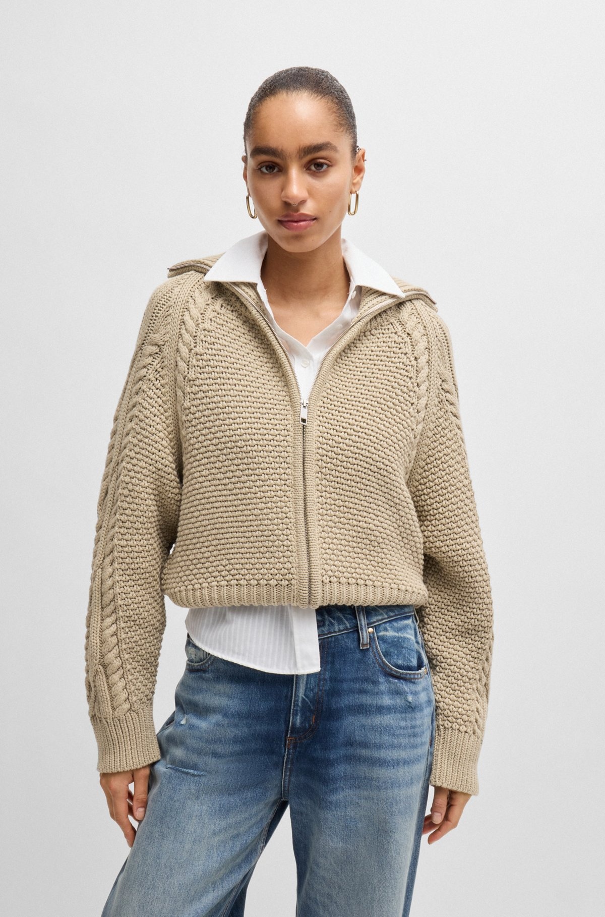 STRUCTURED CARDIGAN IN MERCERIZED COTTON AND WOOL - 2