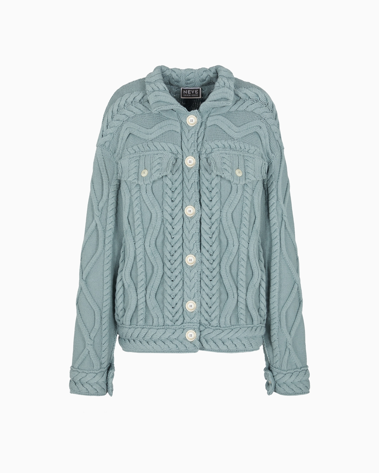GIORGIO ARMANI NEVE CABLE-KNIT VIRGIN WOOL CARDIGAN - 1