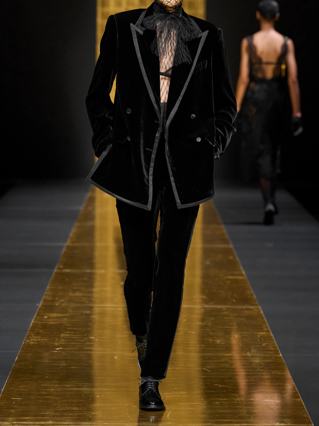Double-breasted Silk Satin-trimmed Cotton-blend Velvet Blazer - 4