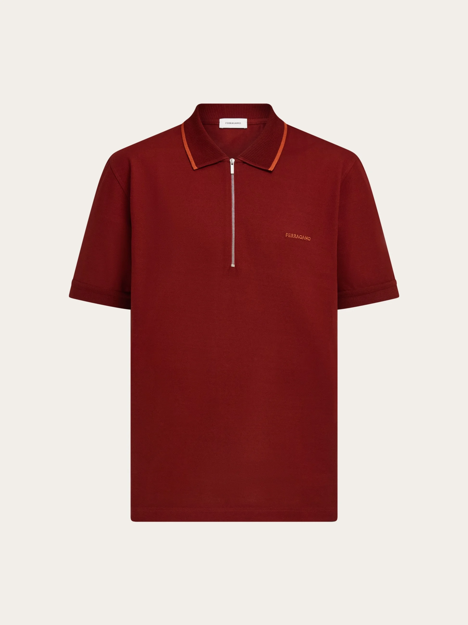 Cotton polo shirt with zip closure - 1