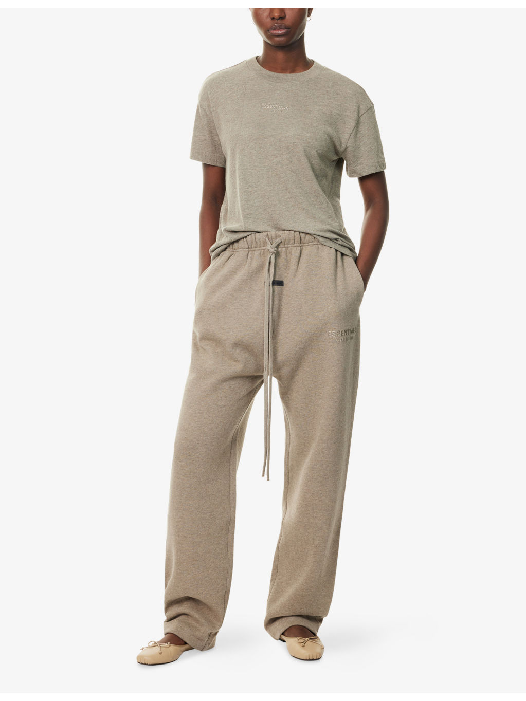 Embossed-Branding Wide-Leg Cotton-Blend Jogging Bottoms - 2