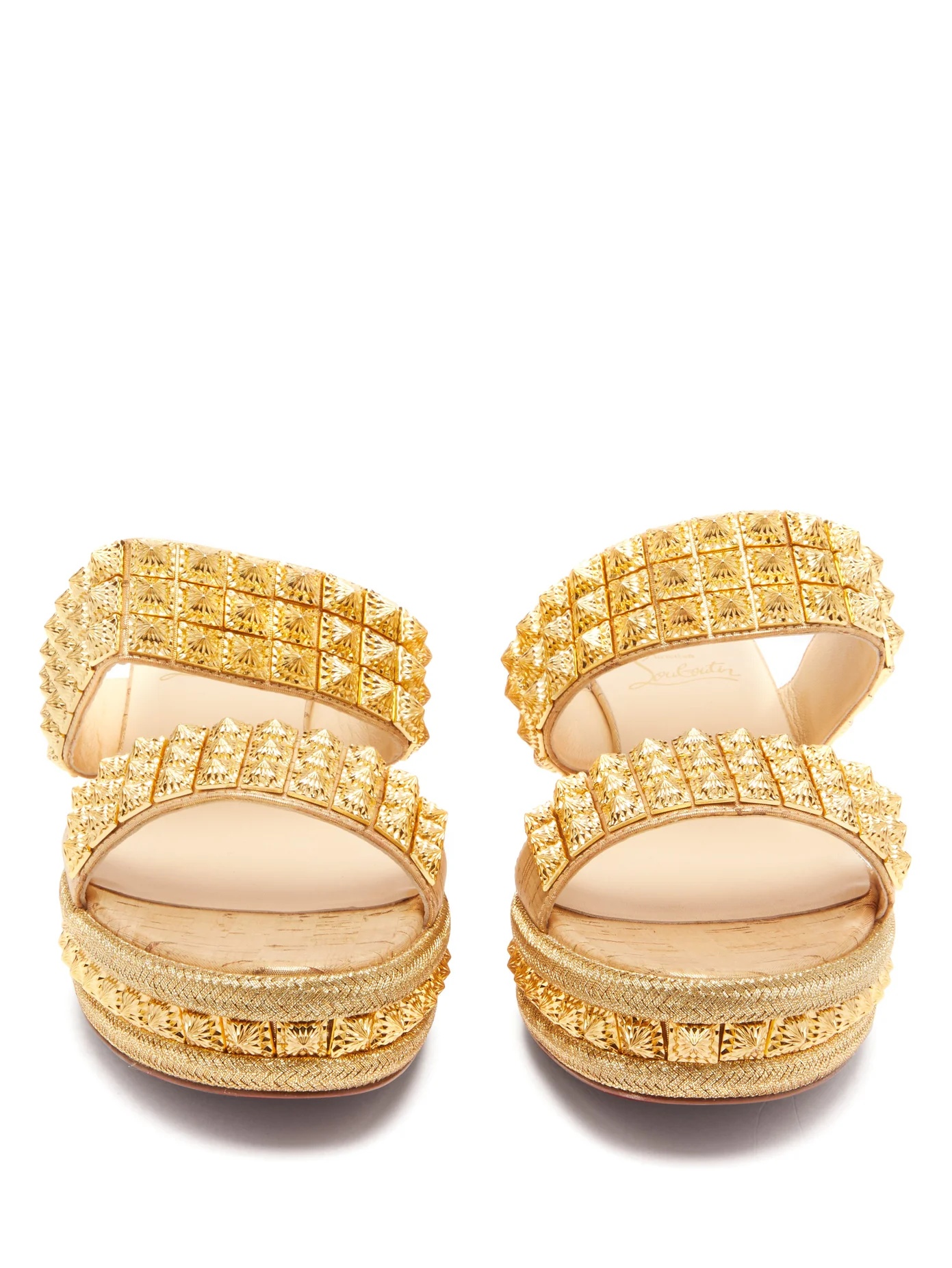 Ecu studded-strap wedge mules - 5