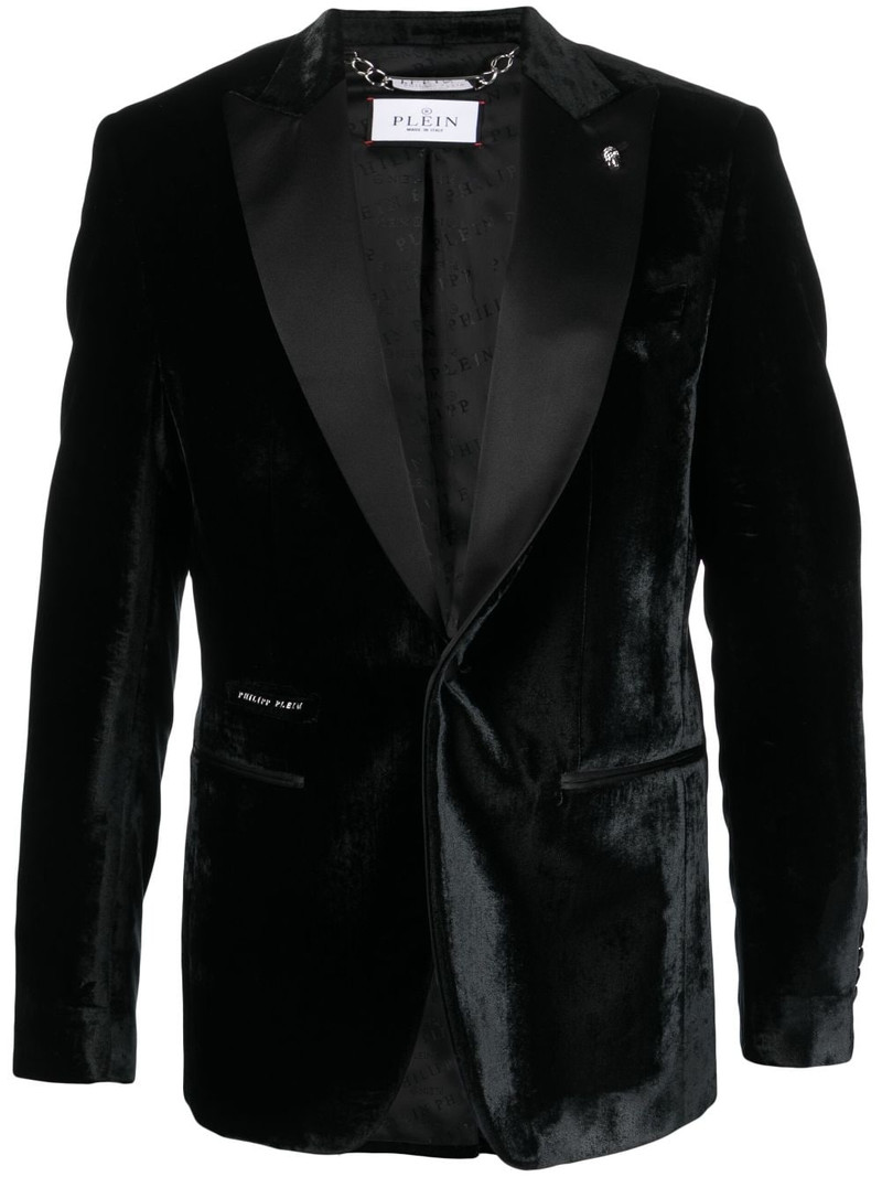 single-breasted velvet blazer 1