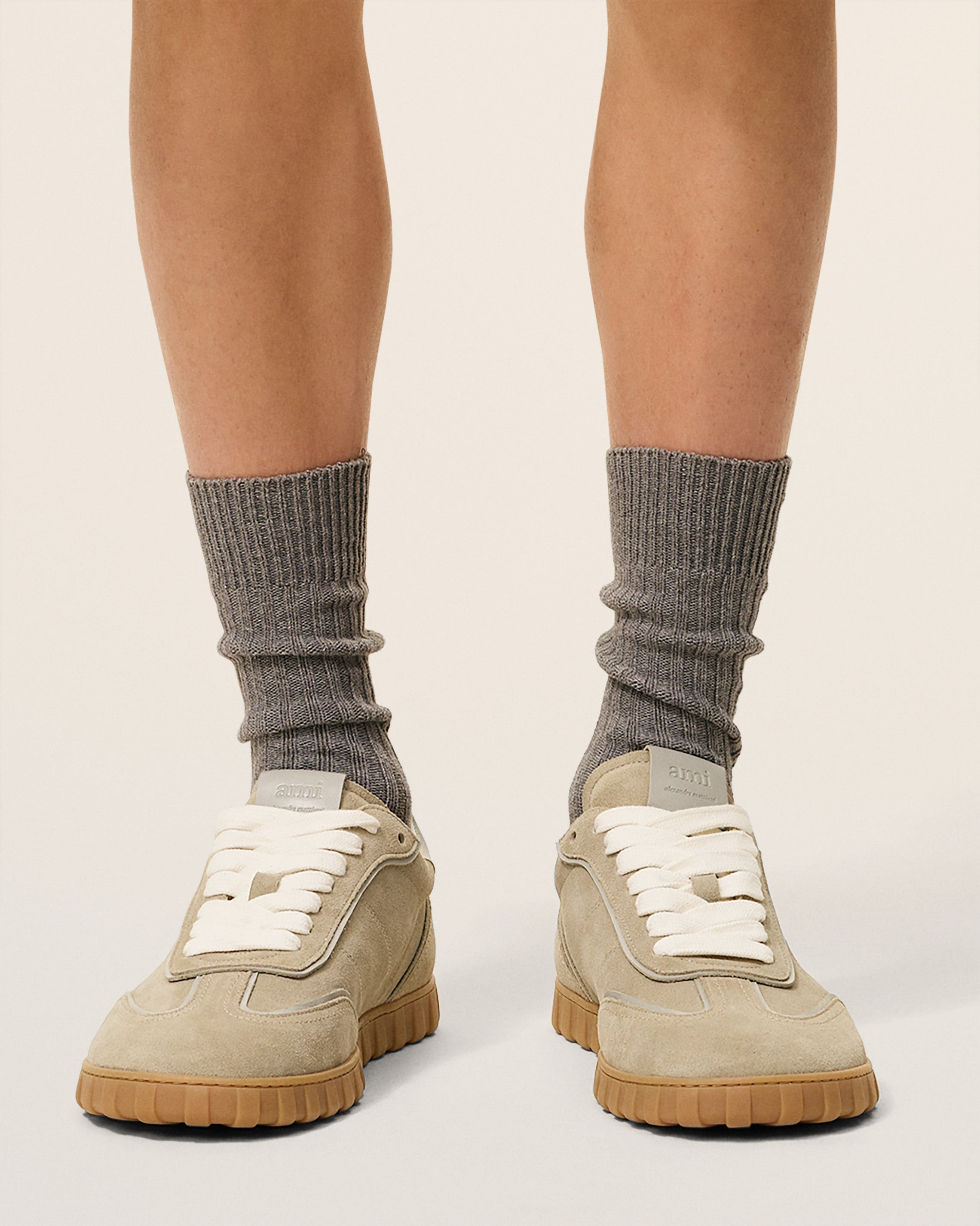 GREY LEATHER LOW TOP STEP SNEAKERS - 2