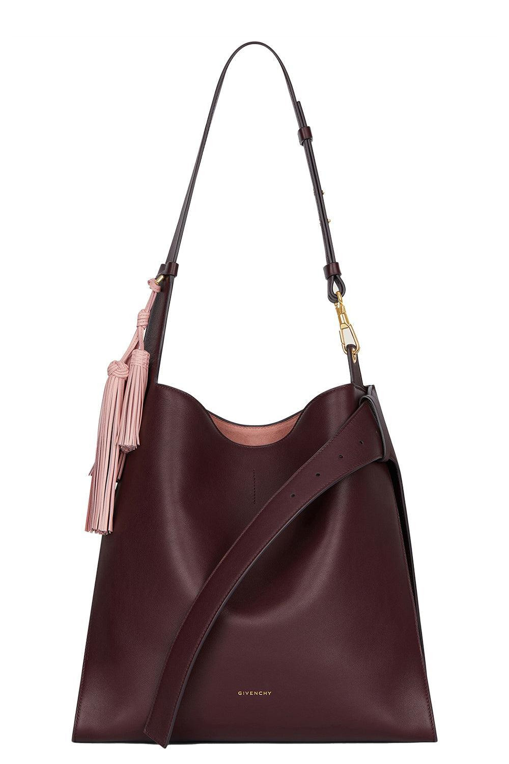 Medium Belted Hobo Bag - Burgundy - 1