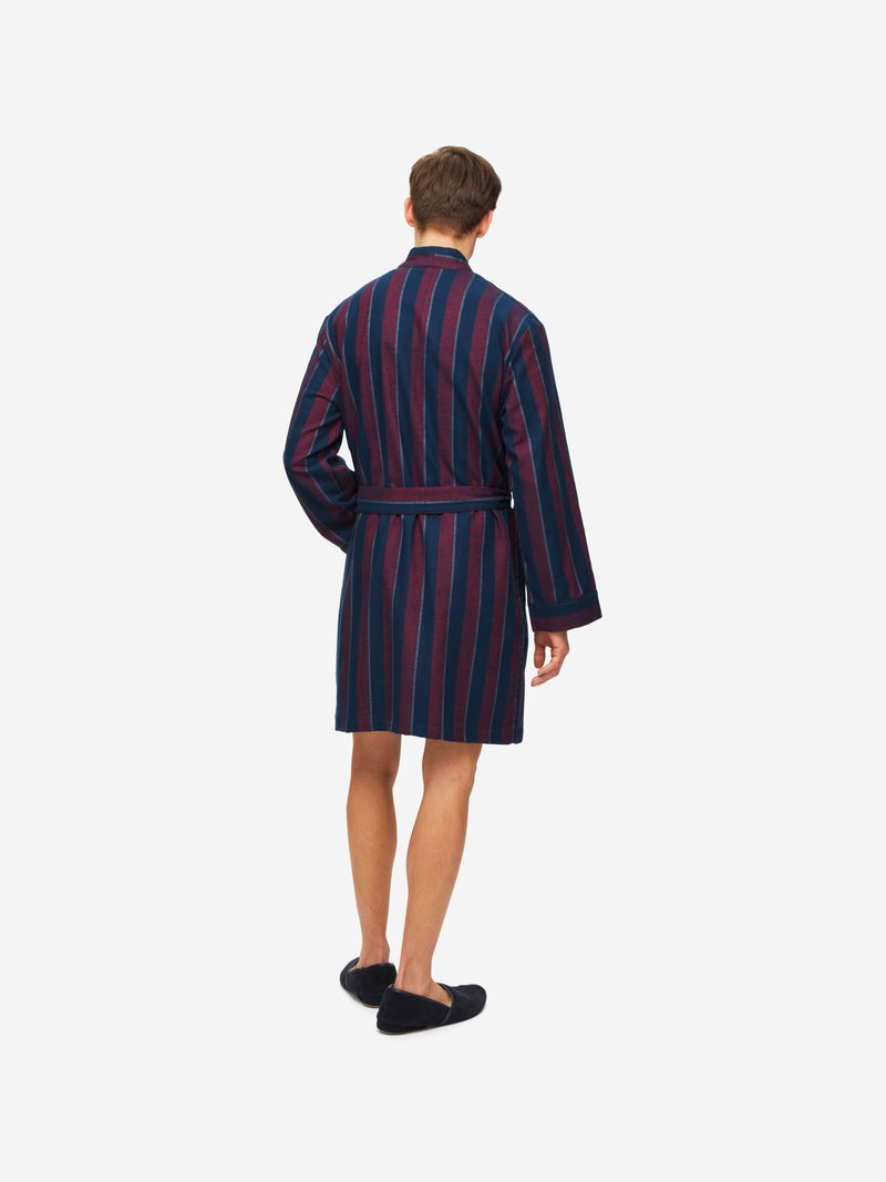Men's Lounge Gown Kelburn 24 Brushed Cotton Navy - 4