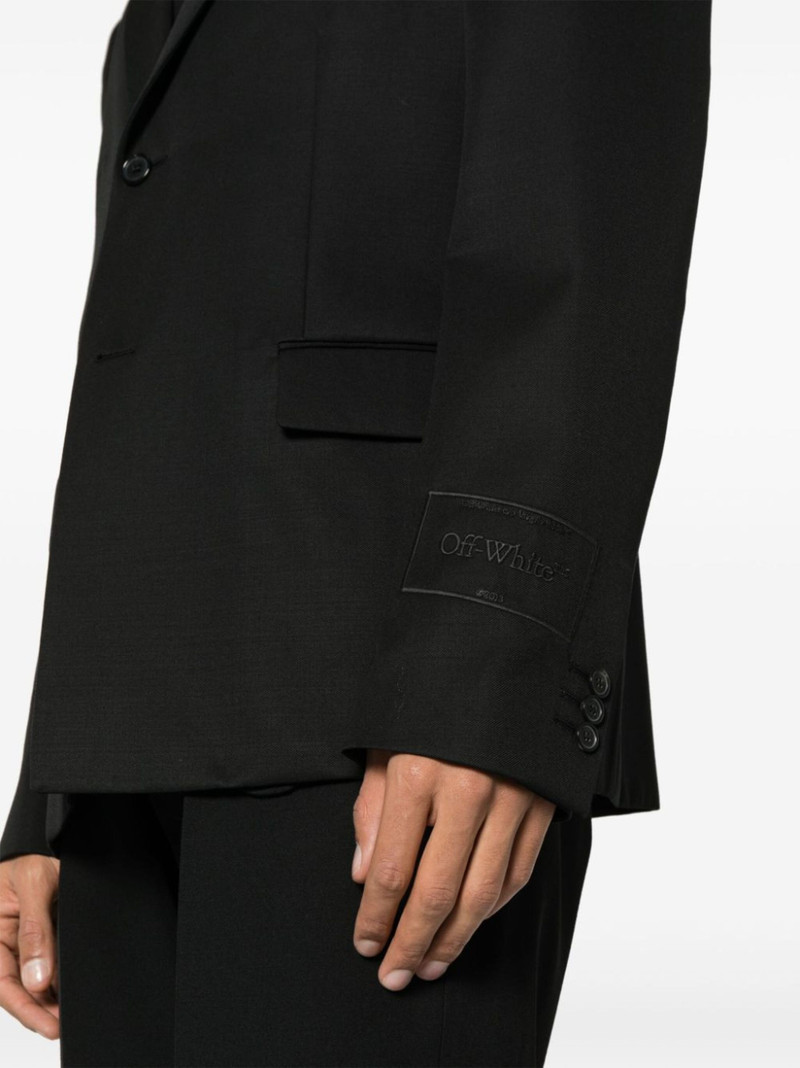 logo-embroidered wool blazer 5
