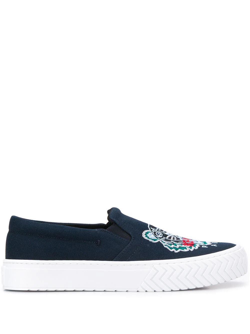 tiger-embroidered slip-on trainers - 1