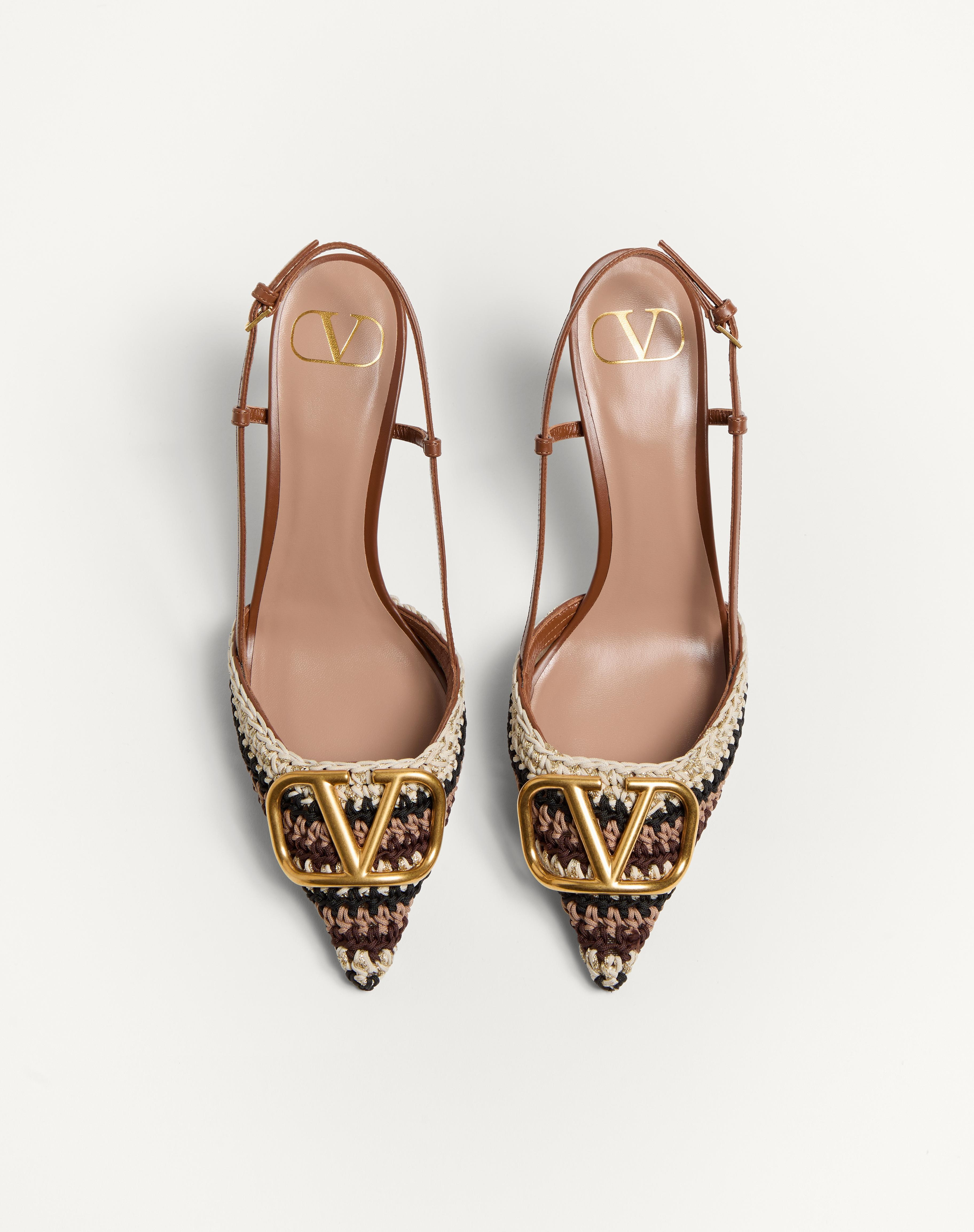 VLOGO SIGNATURE SLINGBACK PUMP WITH CROCHET EMBROIDERY 80MM - 4