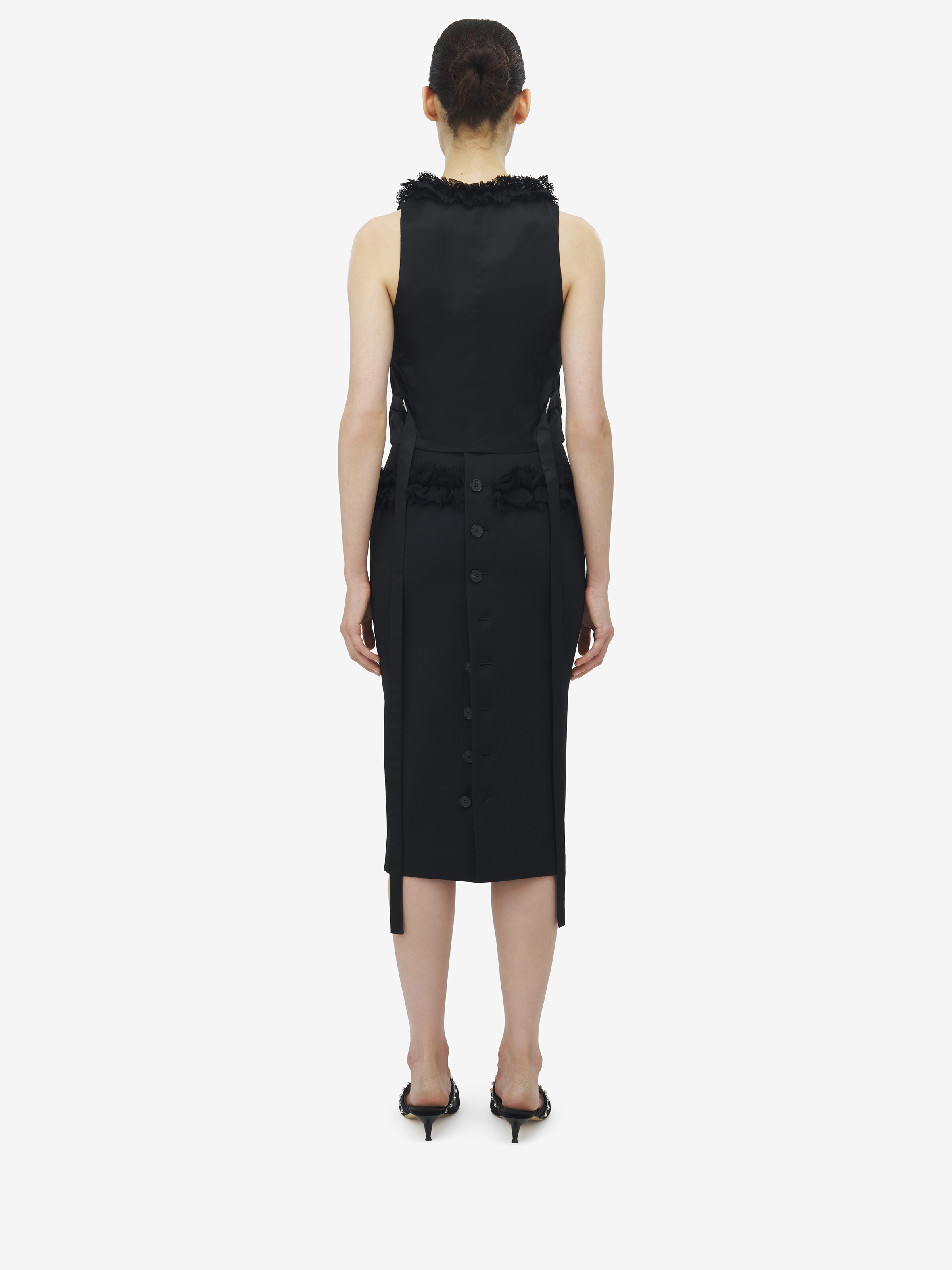 Slashed Buttoned Pencil Skirt - 5
