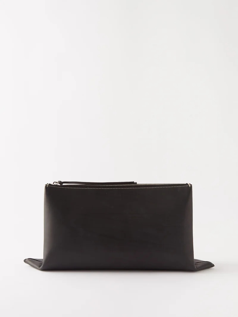 Zipped leather clutch bag - 1