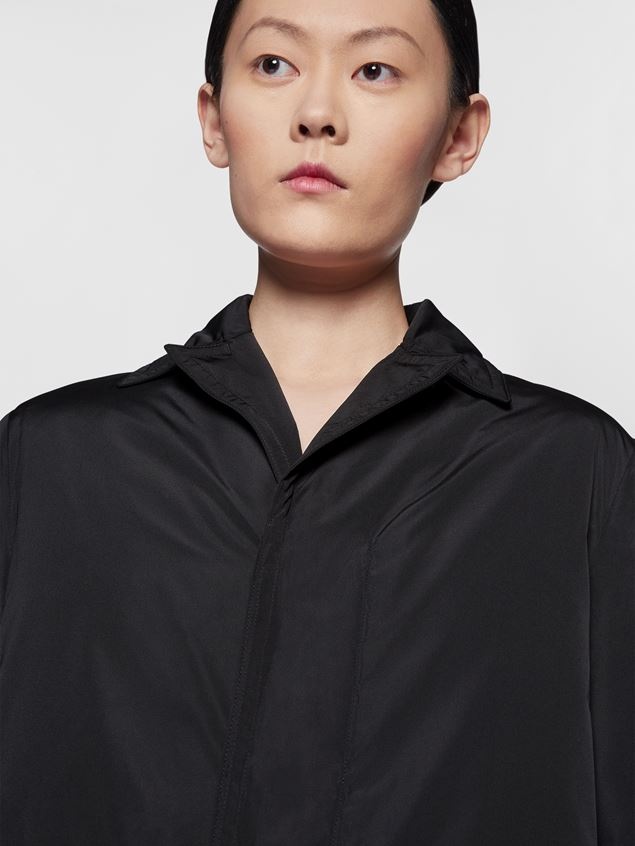 MICRO FAILLE LONG DOWN PARKA WITH REMOVABLE LEATHER BELT - 4