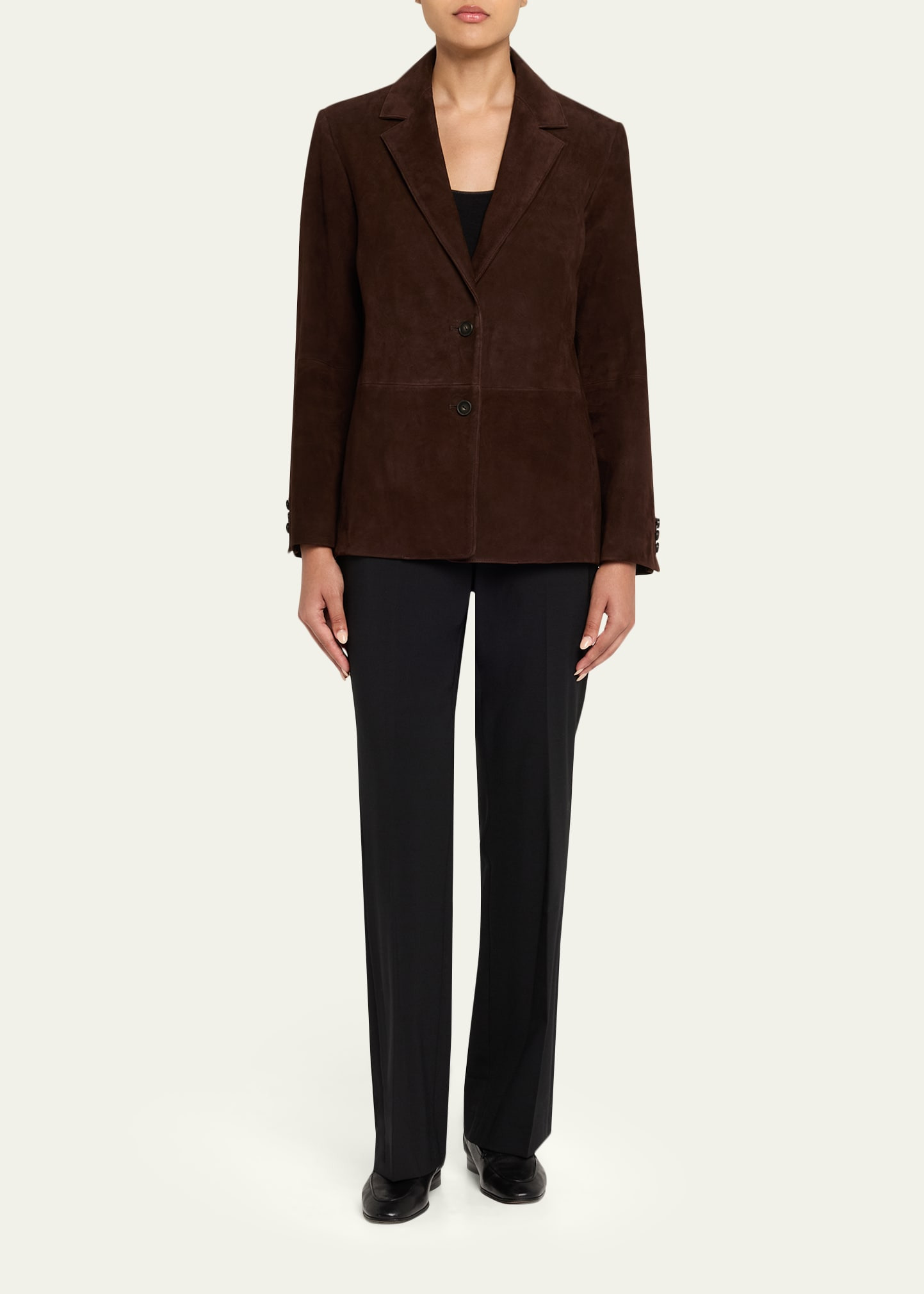 Single-Breasted Suede Blazer - 2