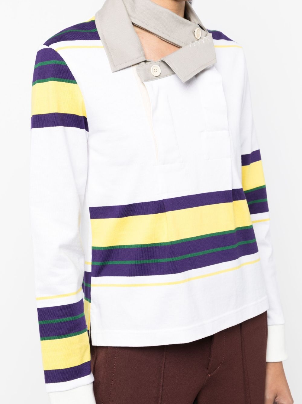 deconstructed collar striped sweatshirt - 5