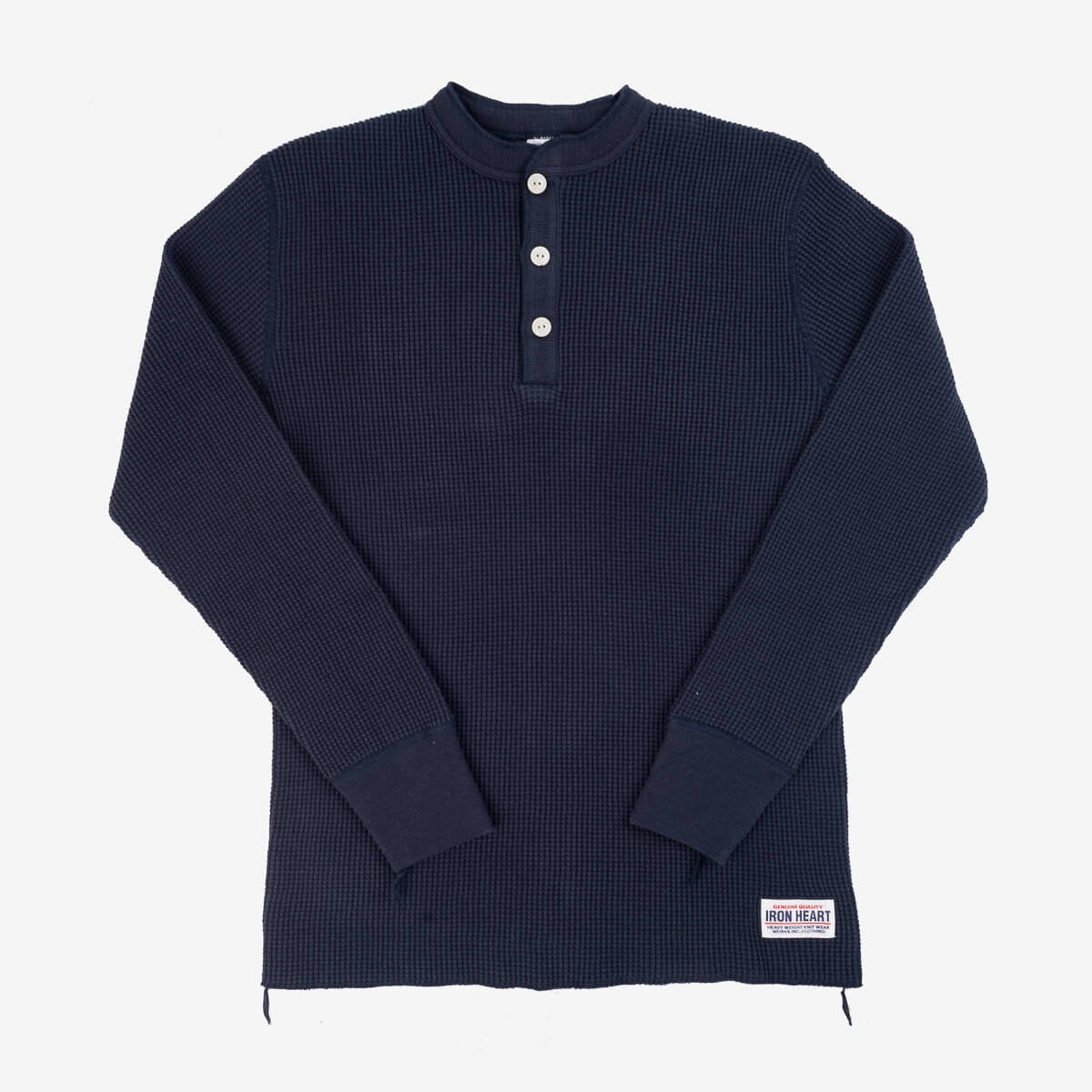 IHTL-1213-NAV Waffle Knit Long Sleeve Thermal Henley Navy - 1