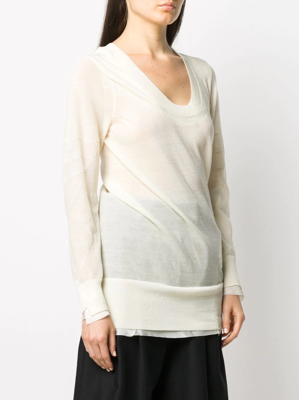 semi-sheer knitted jumper - 3