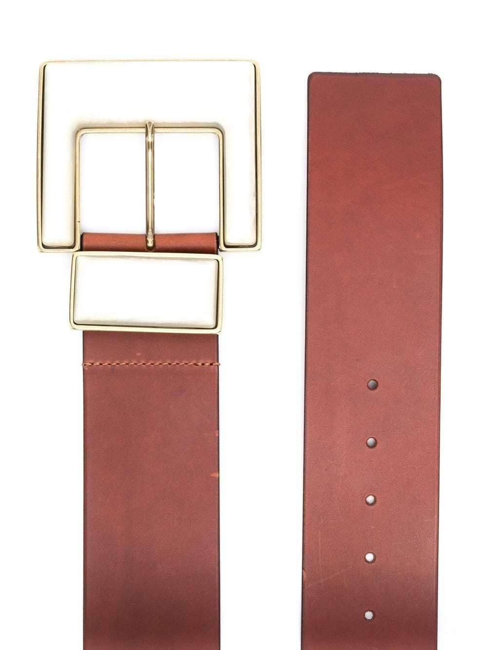 bucke-fastening leather belt - 2